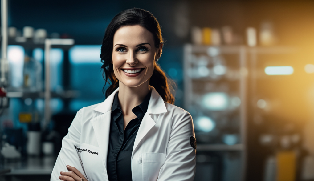 woman wearing a lab coat